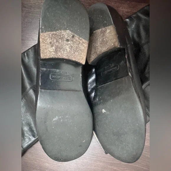 Coach Joele size 8 1/2 Black Leather Riding boot with Detail - Picture 5 of 7